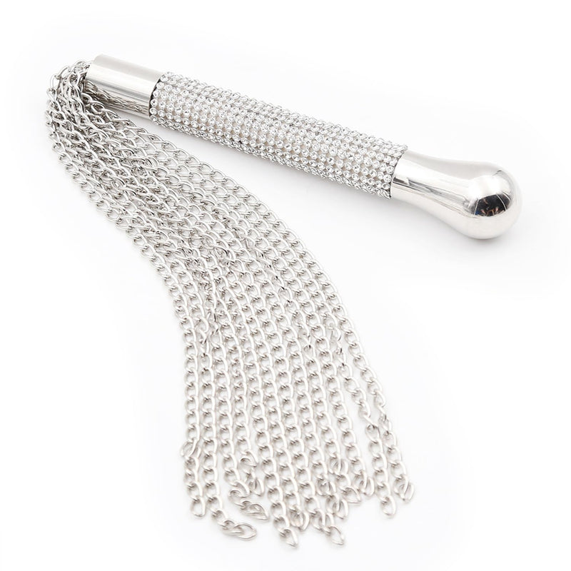 Sm Metal Diamond Handle Chain Whip,Sm Spade Metal Chain Whip Flogger For Couples Restraint Bondage Sex Role Play(1Pcs)