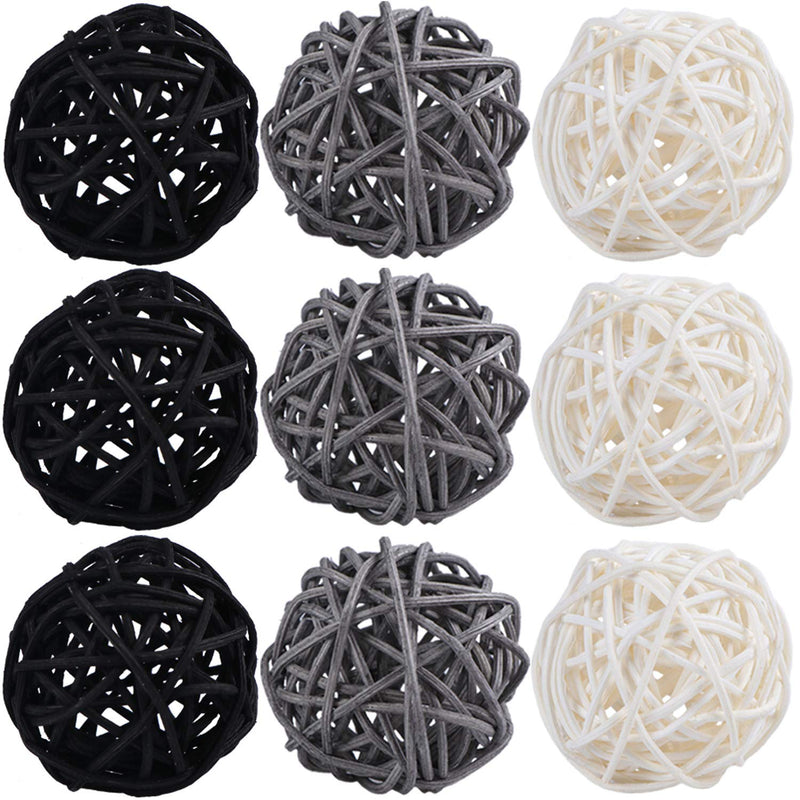 9 Pcs 3 Inch Wicker Balls Decorations, Rattan Balls Decorative For Home Decor