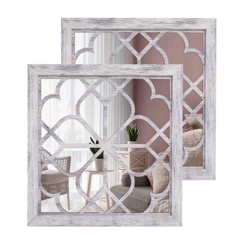 Rustic Decorative Wall Mirror Decor- Living Room Farmhouse 2Pcs Wall Mounted M