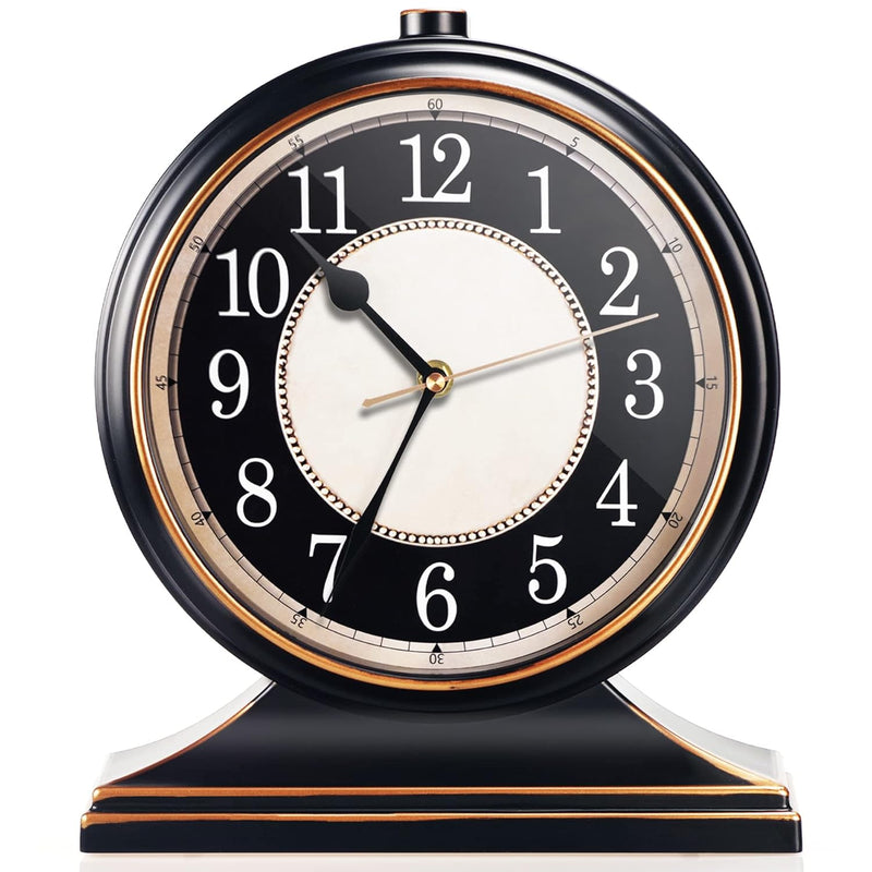 ® Vintage Desk Clock Silent-Non-Ticking 10-Inch Dial Table Clock,Retro Mantel
