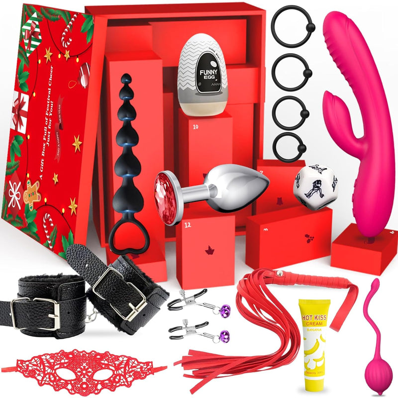 Sex Toy New Year Gifts 2026, 12 Pcs Surprise Gift Set | Couple Adult Sex Toy Kit | Vibrator, Bdsm Kit, Masturbator, Anal Plug&Bead Etc., Ideal Gift For Women/Men/Valentine'S Day| Worth Over $120