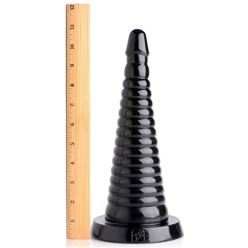 Giant Ribbed Anal Ribbed Cone, Black (Af608), Unisex Adult