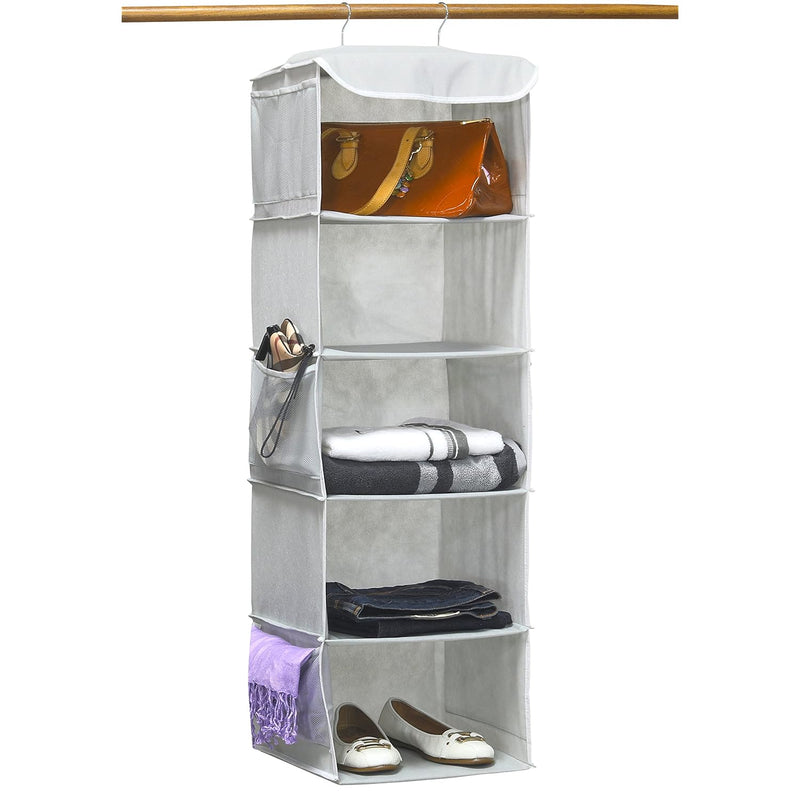 5 Shelves Hanging Closet Organizer, Gray