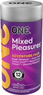 Mixed Pleasures Variety Pack – 12 Condoms with Thin, Glow-in-the-Dark & Studded Styles
