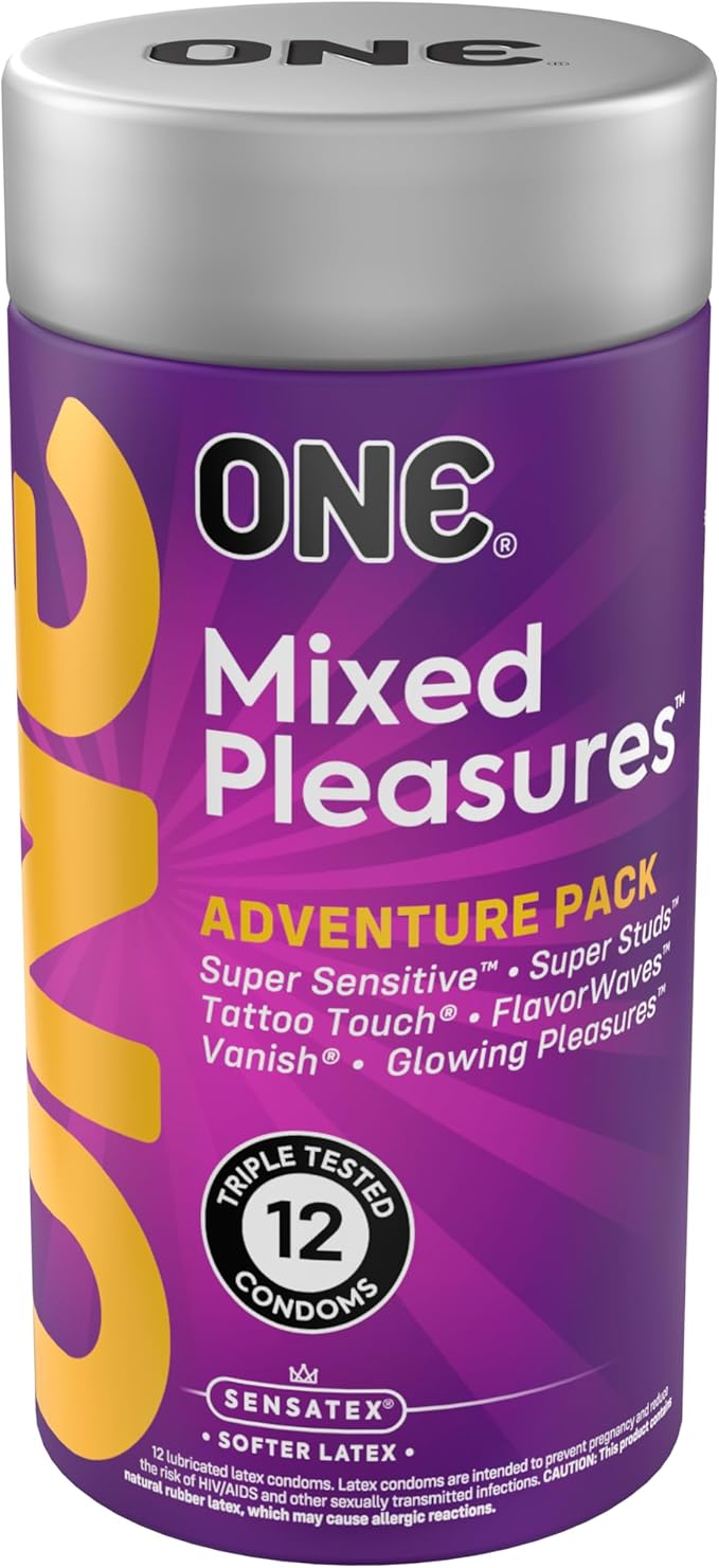 Mixed Pleasures Variety Pack – 12 Condoms with Thin, Glow-in-the-Dark & Studded Styles