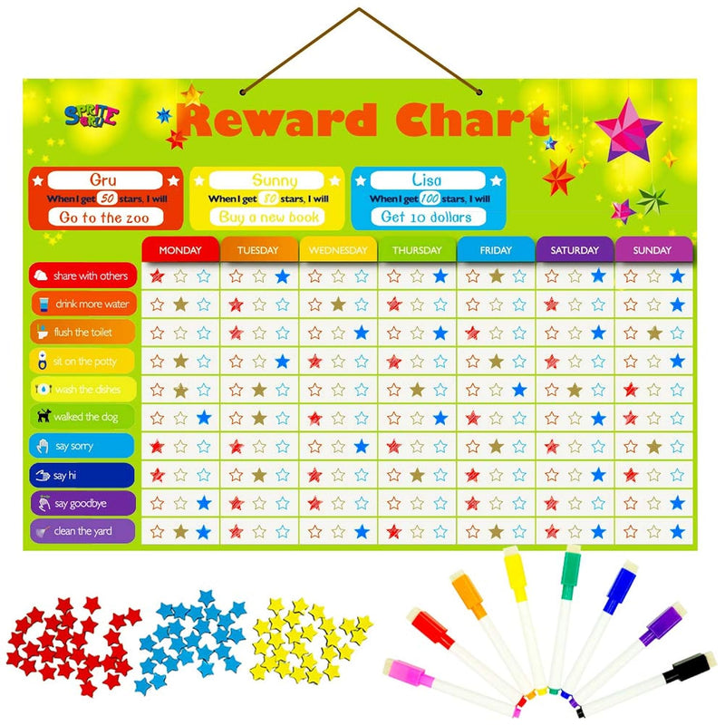 Magnetic Reward Behavior Star Chore Chart for One or Multiple Kids, Include