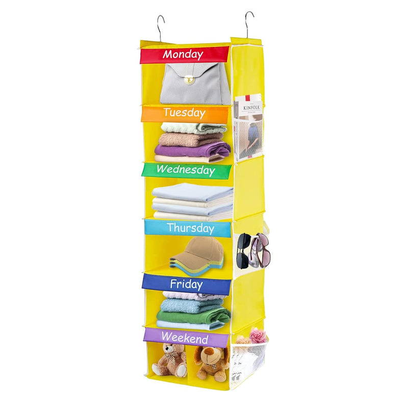 6-Shelf Weekly Closet Hanging Organizer For Kids, 7-Grid Days Of The Week Baby K