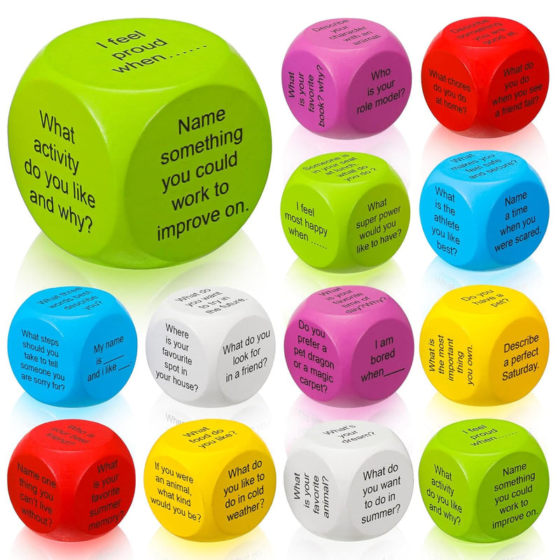 Hanaive 12 Pcs Learning Conversation Cubes Social Emotional Learning Activi