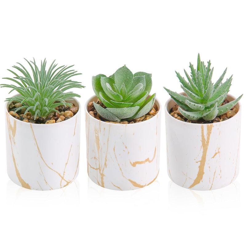 3 Packs Small Fake Plants Succulents Plants Artificial In Pots For Home Office