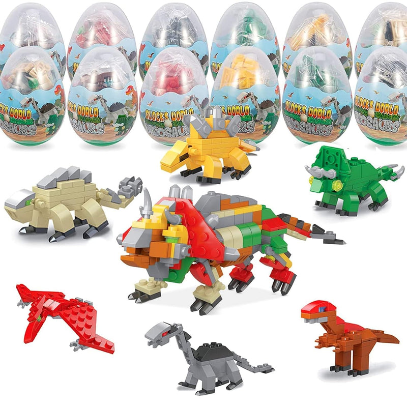 Mini Building Block Sets, 12Pcs Dinosaur Toys Building Blocks, 6 In 1 Stem