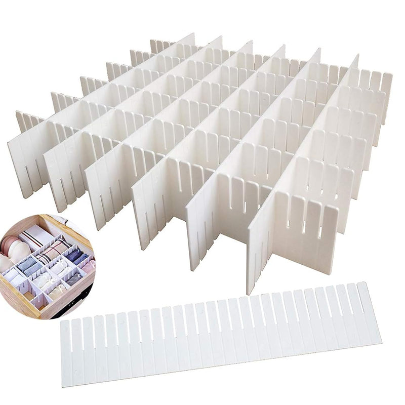 12Pcs Diy Plastic Grid Drawer Dividers,White Adjustable Sock Underwear Dresser D