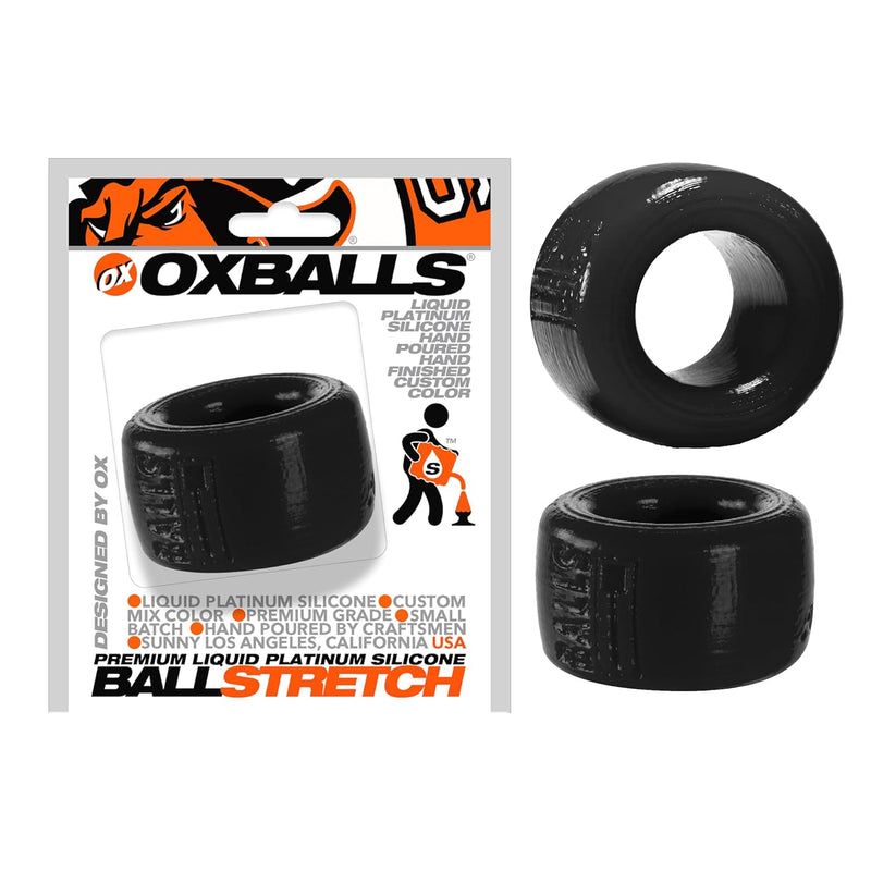 Balls-T Silicone Cock Ring & Ball Stretcher - Soft & Stretchy Dual Ring For Shaft & Sack - Enhances Pleasure - Adjustable Fit For Men - Hand Poured Pure Platinum Silicone - Black