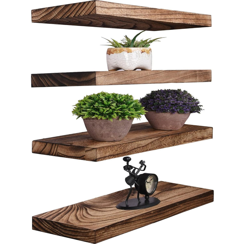 Wood Floating Shelves For Wall Decor, Rustic Wall Shelves For Bedroom Bathroom