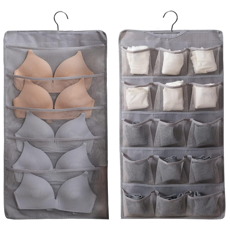Dual-Sided Hanging Closet Organizer With 20 Pocket For Underwear Stocking Toilet