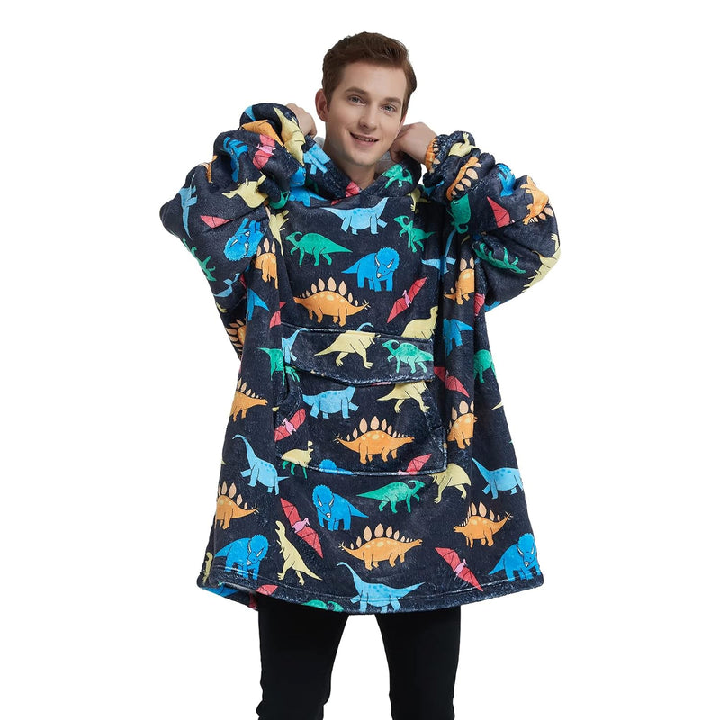 Wearable Blanket Hoodie For Adult Flannel Oversized Hooded Blanket For Men Wom