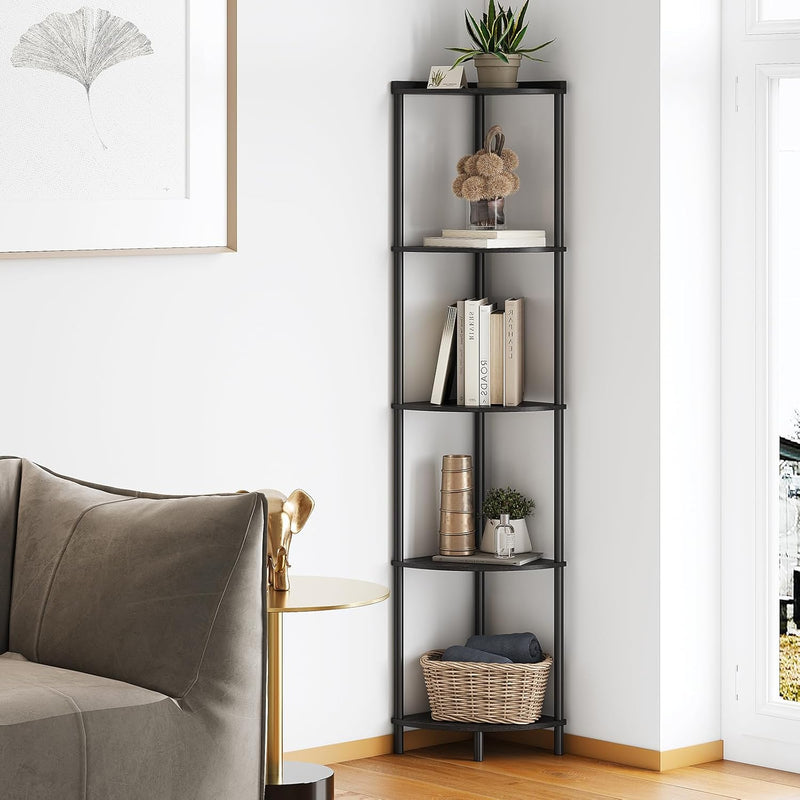 5 Tier Corner Shelf Stand,Industrial 65" Corner Shelves Display Shelf For Livi