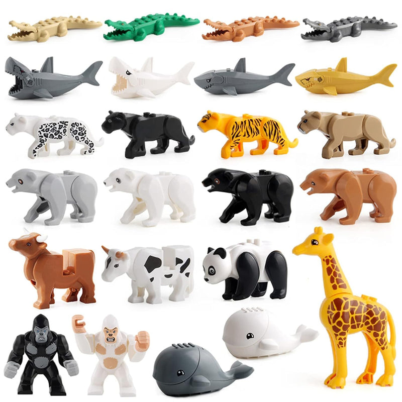 24 Pcs Animals Building Blocks Toy, Animal Figures Minifigures Building Set