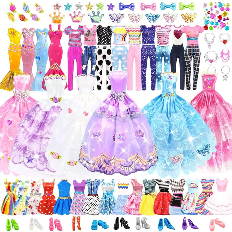 75Pcs Doll Clothes And Accessories Fashion Design Kit For 11.5 Inch Doll Dr