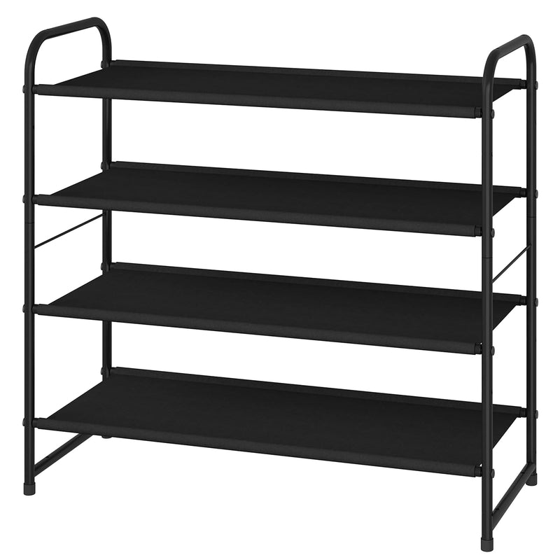 4-Tier Stackable Shoe Rack, Expandable & Adjustable Fabric Shoe Shelf Storage Or