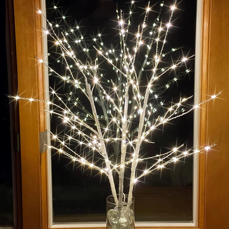 Lighted Birch Christmas Tree White Branches For Vase 33In 180Led With Timer Pl