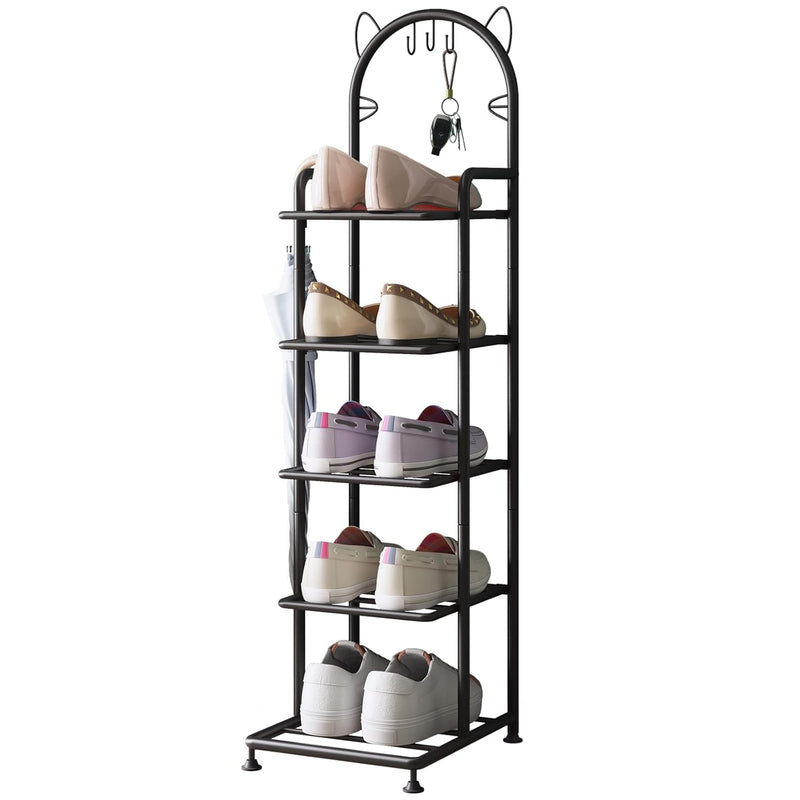 Shoe Rack 5 Tier Vertical Storage Organizer Shelf Sturdy Metal Free Standing Sho