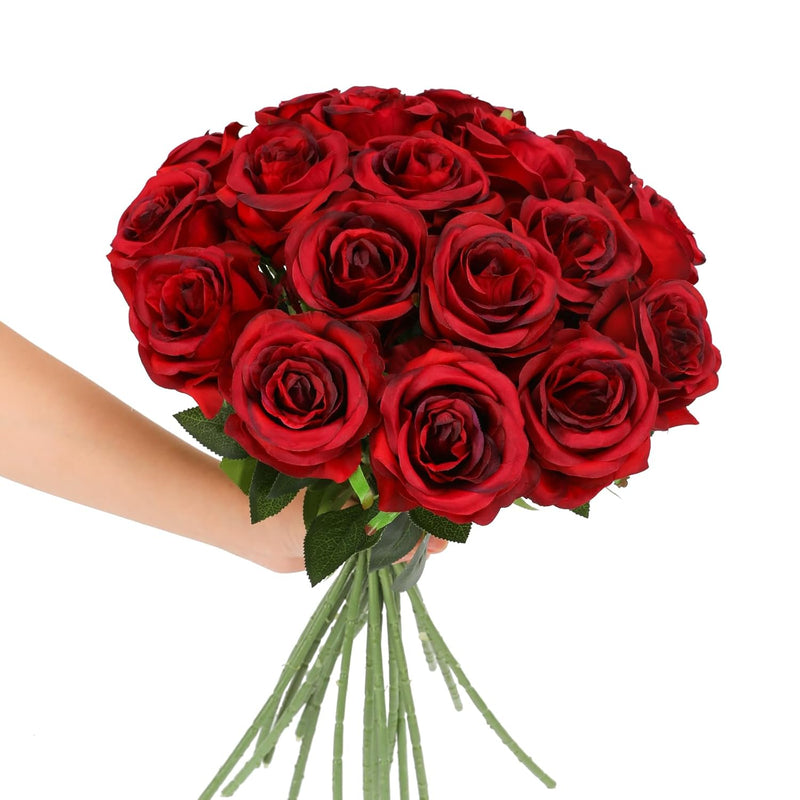 Roses Artificial Flowers With Long Stems 12Pcs Realistic Fake Roses Mashup Sty