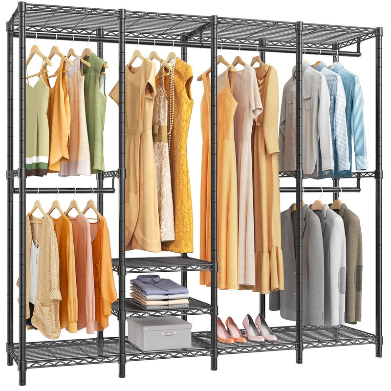 V40 Wire Garment Rack Heavy Duty Clothes Rack For Hanging Clothes, Multi-Functio