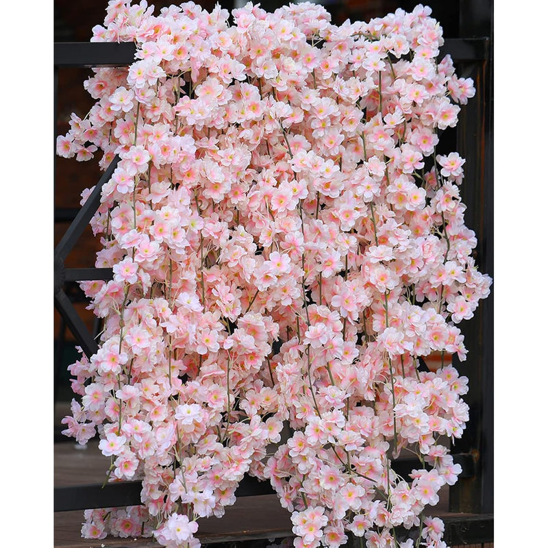 8Pcs 47.2Ft Artificial Cherry Blossom Flower Garland Hanging Vines For Spring