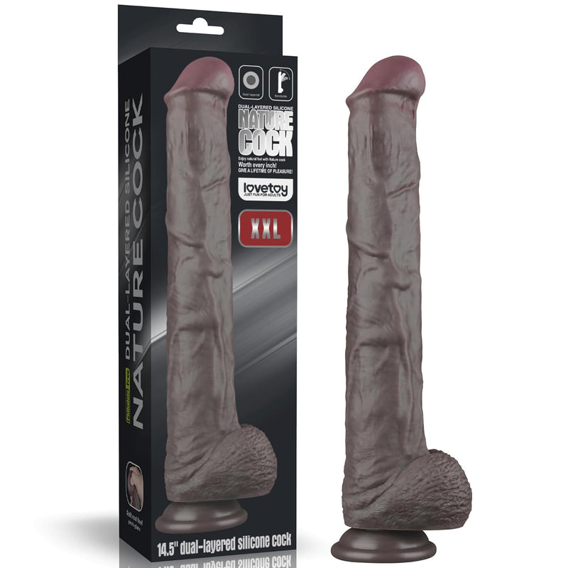 14.5 Inch Huge Black Dual Density Silicone Dildo Bbc Big Long Realistic Monster Dildo Dragon Fantasy Extra Long Thick Xxl For Anal Stimulation
