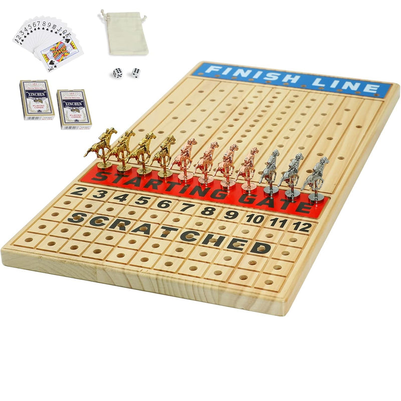 Large 21 Inches Horse Racing Board Game With 11 Luxury Metal Horses Thicken