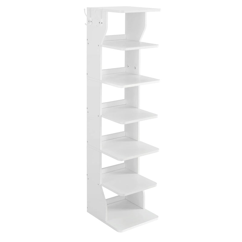 Wood Shoe Rack, 6-Tier Slim Shoe Storage Rack, Space-Saving, For Entryway, Corne