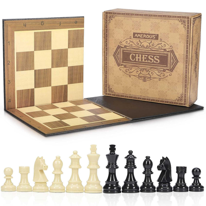 AMEROUS Upgraded Weighted Chess Pieces with 3.0 Inch King / Extra Bonus Fol