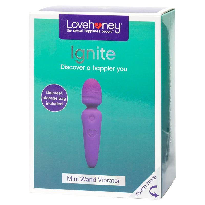 Purple Ignite 20 Function Mini Wand Vibrator - Silicone - Waterproof & Usb Rechargeable