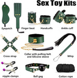 BDSM kit Sex Toys Bondage Restraints Set,Anal Butt Plug Toys and Adjustable Handcuffs Collar Ankle Cuff Blindfold,Sex Things for Couples Kinky and Couple Sex Toys for Games Card.