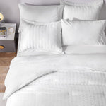 Full/Queen Bed In A Bag White Seersucker Comforter Set With Sheets 7-Pieces All Season Bedding Sets With Comforter, Pillow Sham, Flat Sheet, Fitted Sheet And Pillowcase