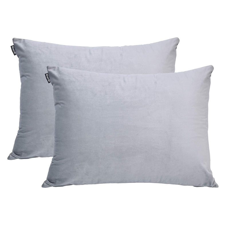 Fall Winter Velvet Pillowcases Set Of 2 Pillow Cases With Zipper Closure Grey,
