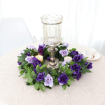 2 Pack Artificial Flower Garlands 15.8FT Fake Rose Vines Silk Flowers Hanging Rose Ivy for Wedding Arch Party Home Garden Wall Decor (Purple)