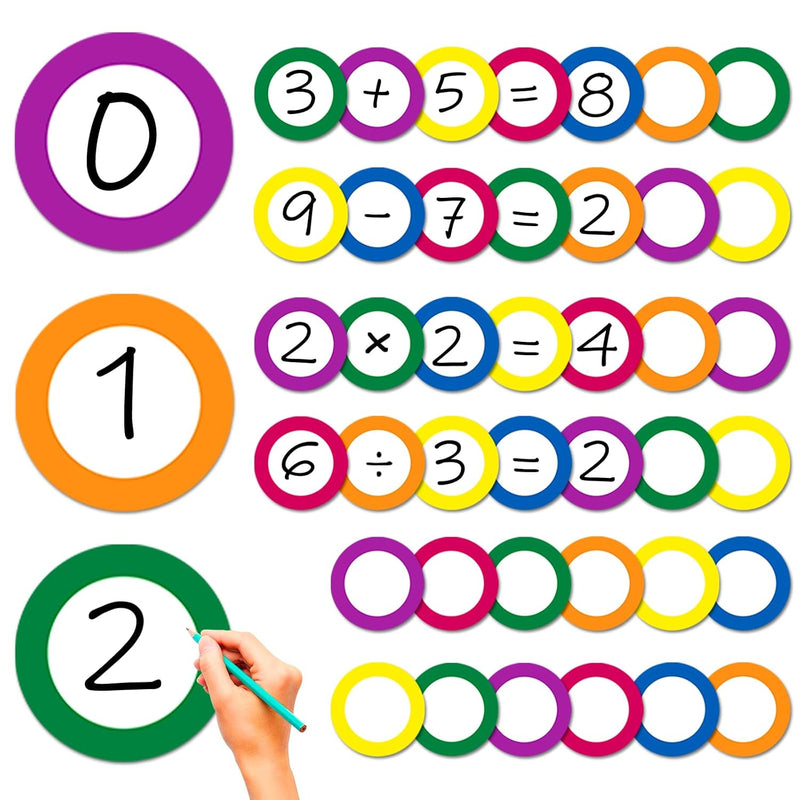 54Pcs Numbers Magnetic Accents Colorful Theme Round Whiteboard Magnets For