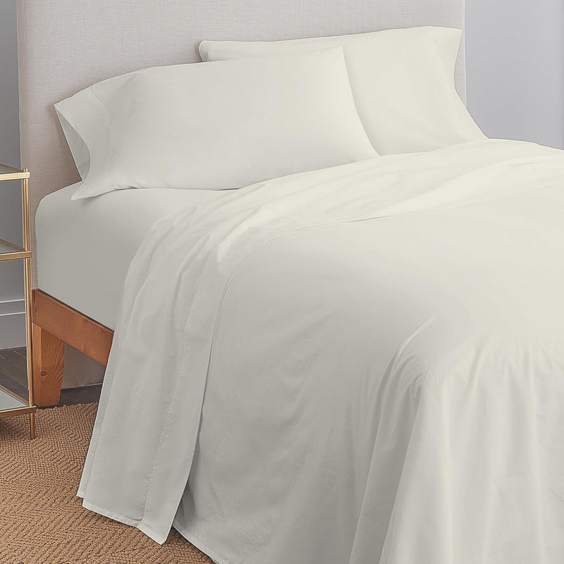 600 Thread Count Cotton Rich Ivory King Size Sheets Set, Ultra Soft & Silky, S