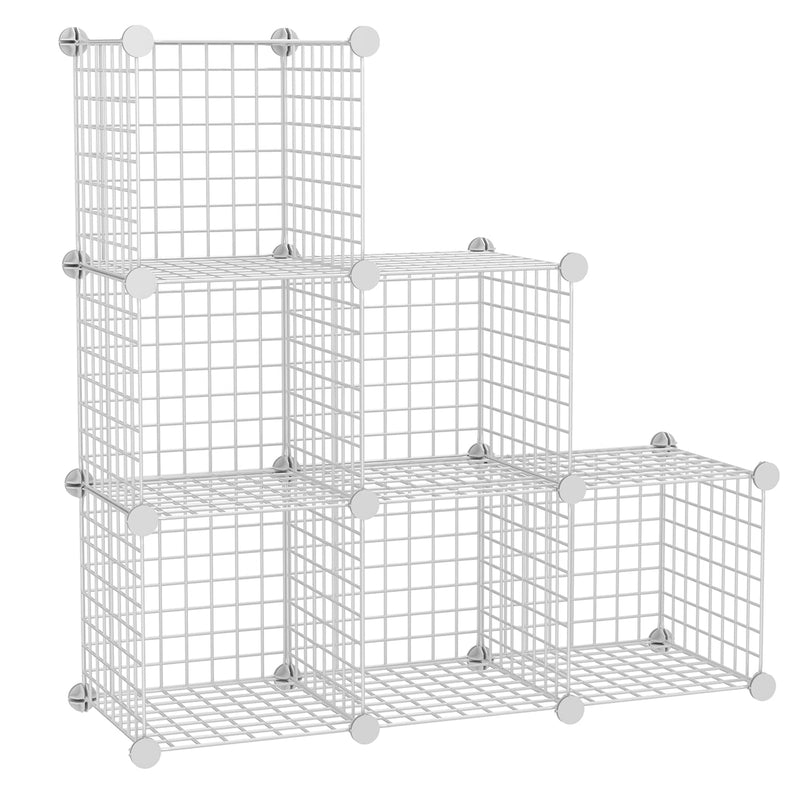 Cube Storage Organizer, 6 Cubes Wire Storage Cabinet, Diy Modular Bookcase Stack
