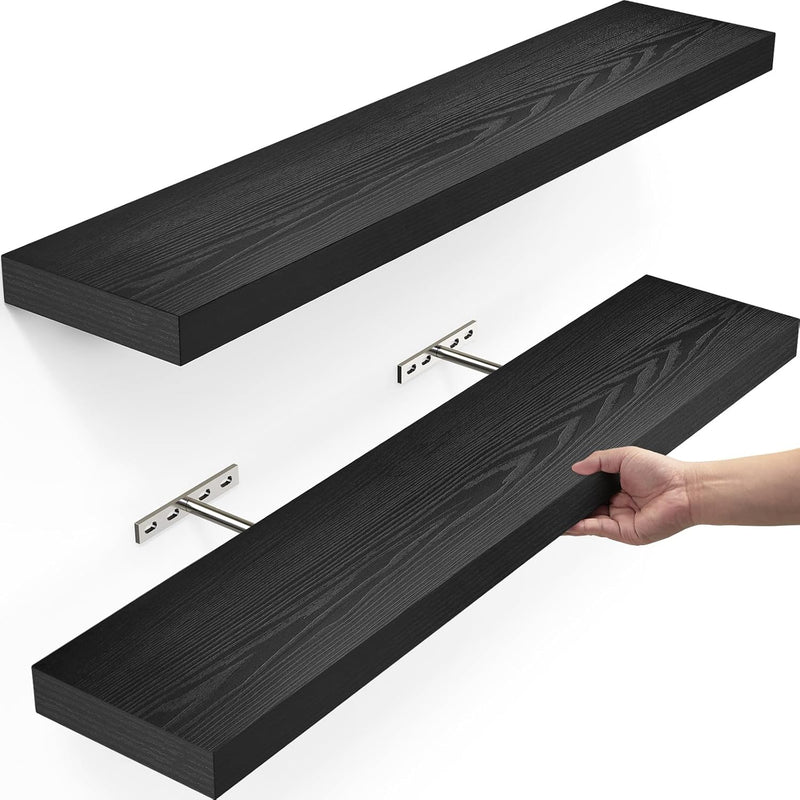 Maximize Your Space: Bundle Of 2 X 23In & 3 X 16In Black Floating Shelves