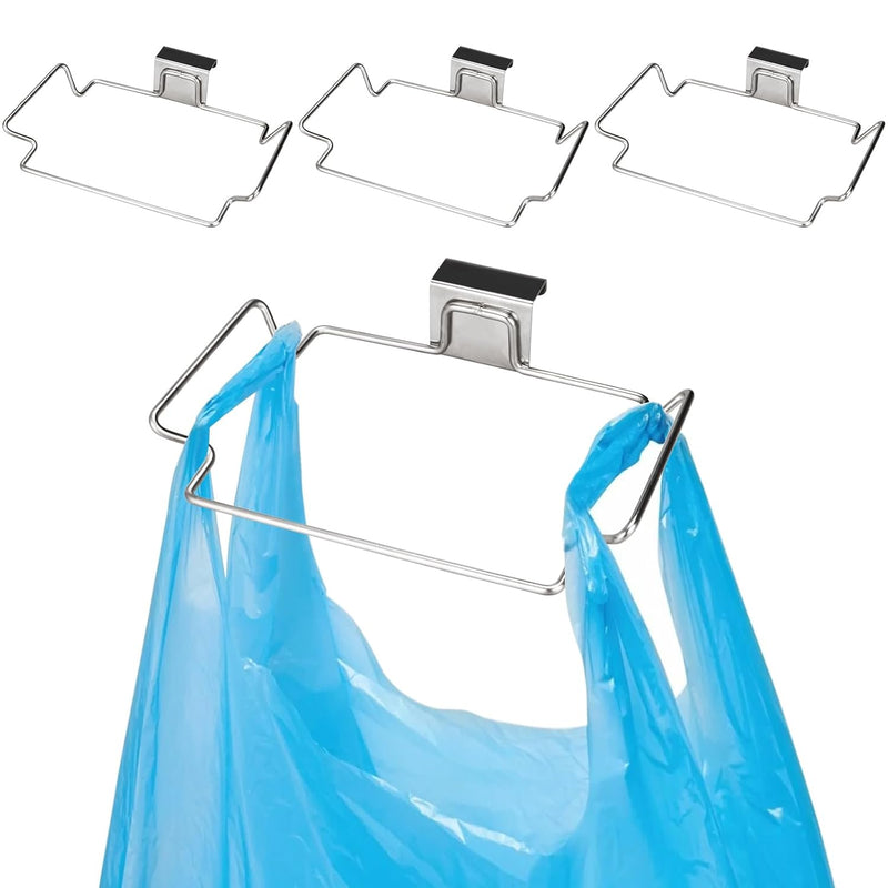4 Pcs Stainless Steel Trash Bag Holder For Kitchen Cabinets Doors And Cupboards,