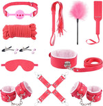 BDSM Kit Sex Bondage Restraints - Upgraded 11PCS Bondage Set with Adjustable Handcuffs Ankle Cuffs Collar Blindfold Silicone Ball Gag, Adult BDSM Sex Toys for Couples