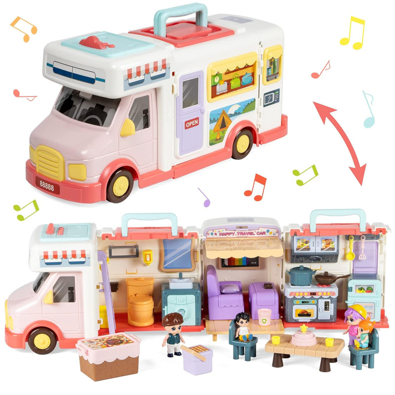 Doll House Toys For Girls 3 4 5 6 7 8+ Year Old, Transformable Dream Camper