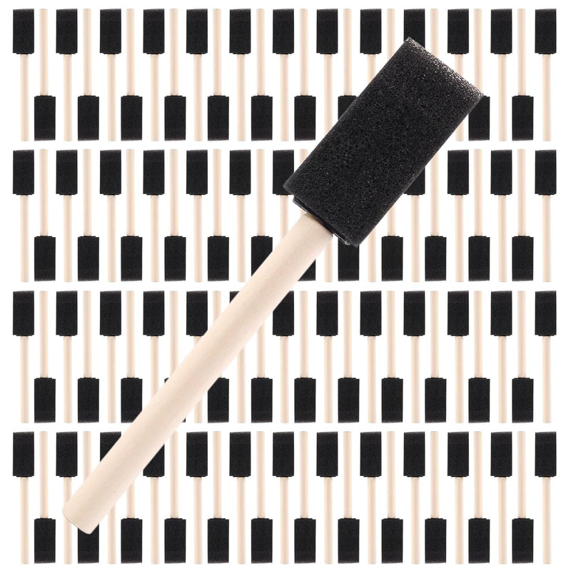 1" Foam Paint Brushes, 100 Pack, 1-Inch Painting Sponges (Black) for Art and Craft Projects