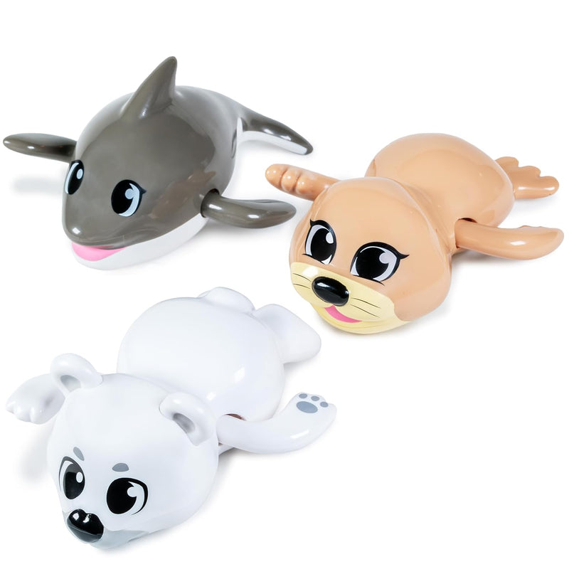 Wind Up Swimming Baby & Toddler Bath Toys, Arctic 3 Pack Wind Arms & Watch