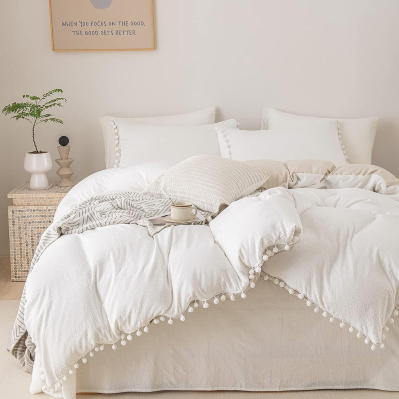 King Size Comforter Set Farmhouse Boho Bedding Set Soft Breathable Luxury 3 Pc