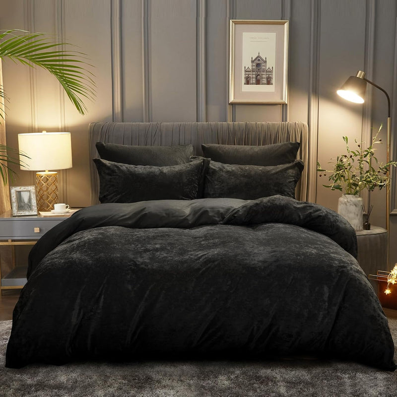 Truly Velvet Duvet Cover Set Queen Size, 3Pcs Ultra Soft Breathable Comforter