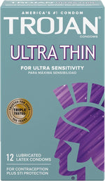 Ultra Thin Premium Lubricated Condoms - 12 Count for Maximum Sensitivity