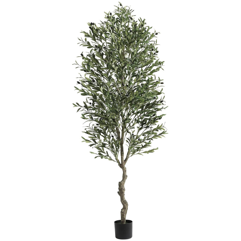 Olive Tree Artificial Indoor 7Ft Tall Fake Potted Olive Silk Tree With Planter